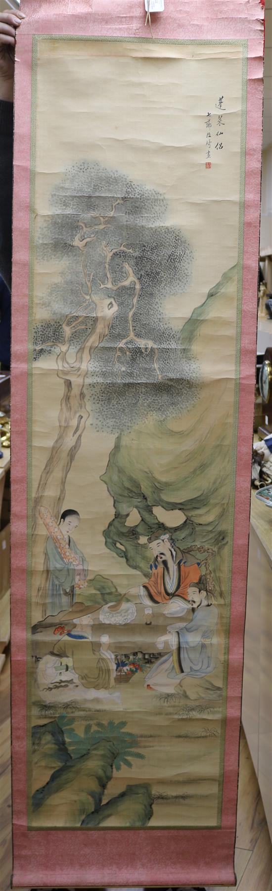 Two Chinese scroll paintings after Gai Qi, late Qing dynasty